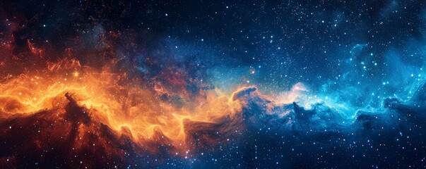 Obraz premium A blue and orange galaxy with a lot of stars