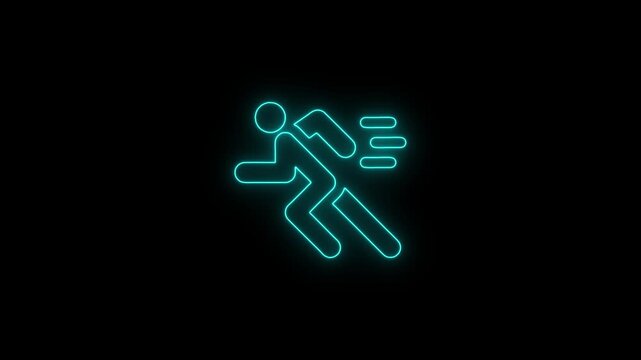  Neon running sign appear in center and disappear after some time. Creative energy and Sport concept human runner icon Animation.