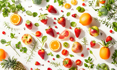 vegetable and fruits photo or illustrator on white background
