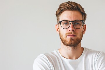 Obraz premium Portrait of Smiling Young Professional Web Developer Working in Colorful Studio Generative AI