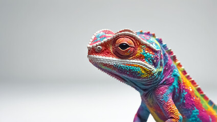 Obraz premium Beautiful chameleon on a white background