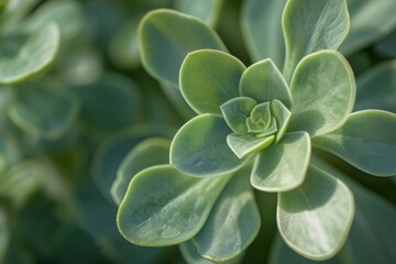 succulent plants: Close-up view of rosette-shaped leaves, soft and plump texture, natural and tranquil