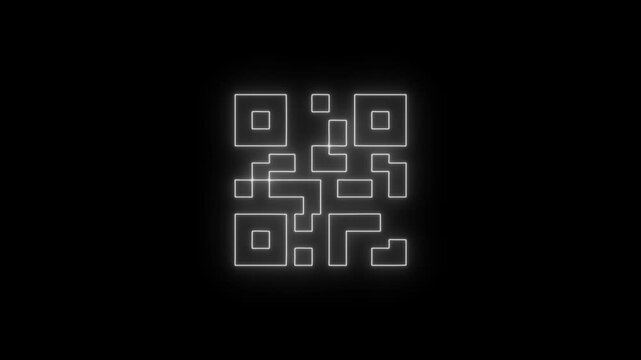 Neon line QR code animated lineal symbol icon. Scanning QR code symbol.