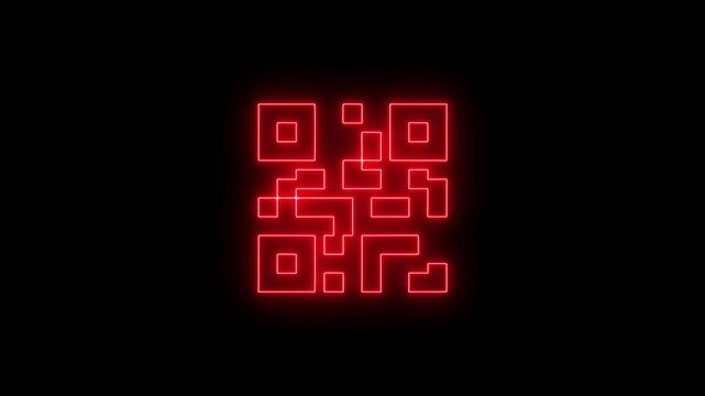 Neon line QR code animated lineal symbol icon. Scanning QR code symbol.
