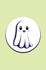 Cute cartoon friendly ghost sticker