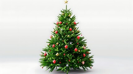 This is a beautiful image of a Christmas tree. The tree is decorated with red and gold ornaments and a gold star on top.