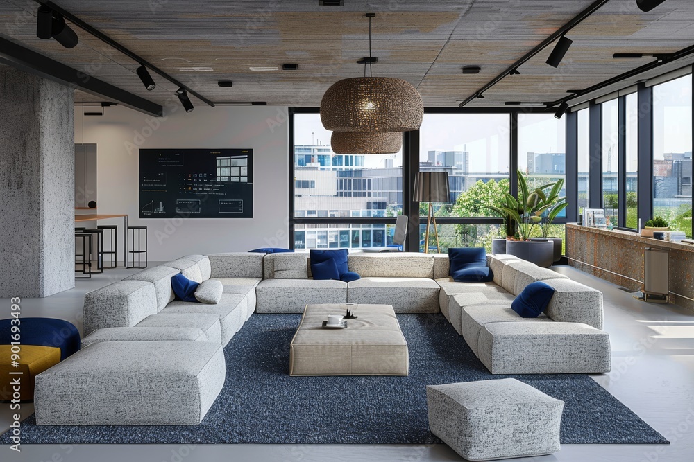 Poster spacious office with modern furniture and a professional layout creating an efficient work environme