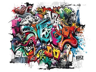 Stylish Streetwear Graffiti Art for Shirt Design on White Background