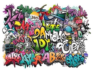 Stylish Graffiti Inspired Sticker Design for Streetwear and Fashion Apparel