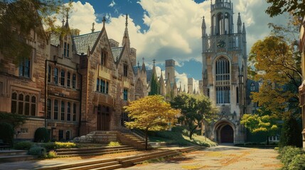 Yale University with its Neo-Gothic buildings