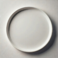 Empty white plate on a table, isolated and clean, round dishware perfect for dining