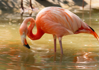 colorful flamingos on a pond