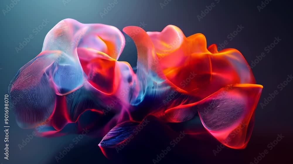 Poster A vibrant and dynamic abstract composition featuring a flowing colorful translucent.