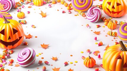 Homemade Halloween Crafts with Vibrant Candy Colored on White Background