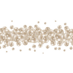 Elegant 3D Pearls. Pearl Beads. Treasure realistic design. Abstract background. Vector photo frame. Colored balls. Eps 10