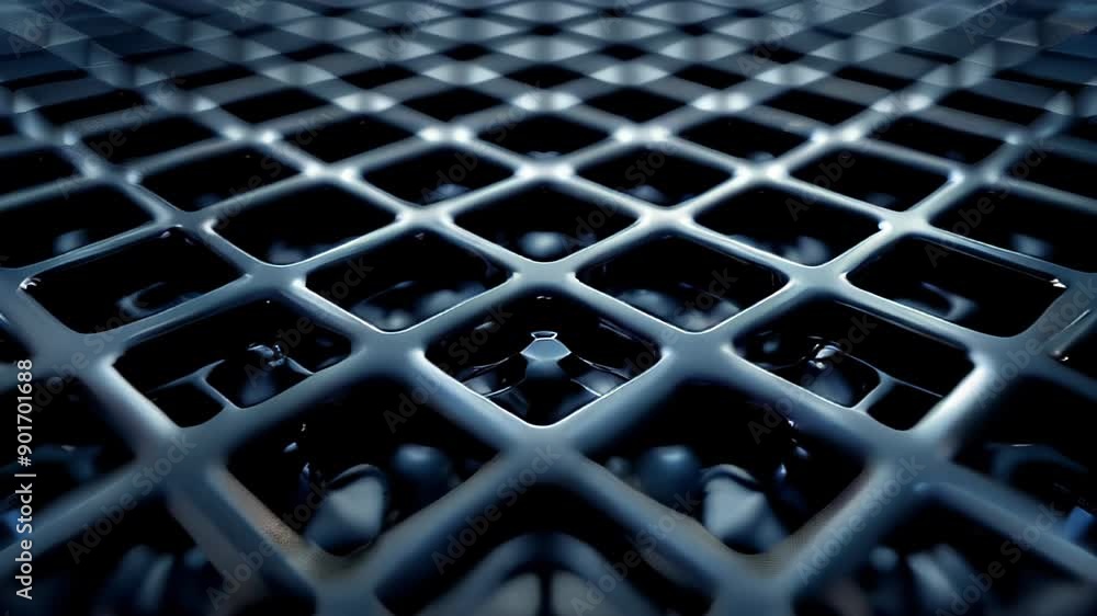 Poster a metallic grid with a diamond pattern.