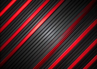 Fototapeta premium Vibrant red diagonal stripes burst across a sleek black background, creating a modern and dynamic visual effect that demands attention and exudes energy and excitement.