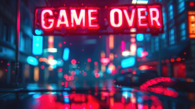 Cyberpunk-Inspired Game Over Screen with Glitch Effect