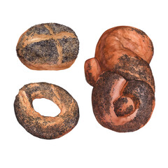 Collection of tasty and aromatic buns illustrations