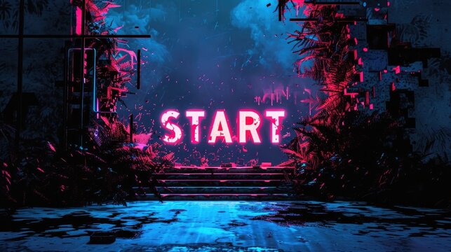 Cyberpunk Glitched “Start” Text Effect