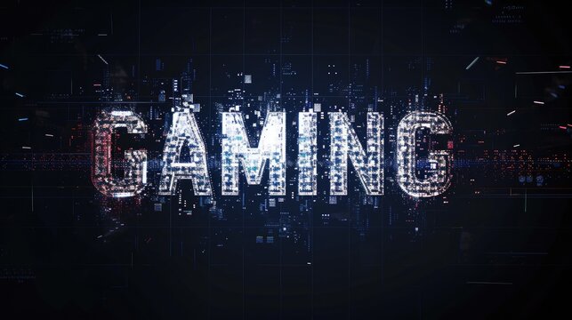 Digital Glitch Effect on 'GAMING' with Dark Background