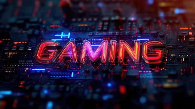 Hacked 'GAMING' Title with Glitchy Dark Background Design