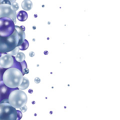 Set of nine realistic pearls of different color isolated on the white background. 3d illustration. White and black balls. Eps 10