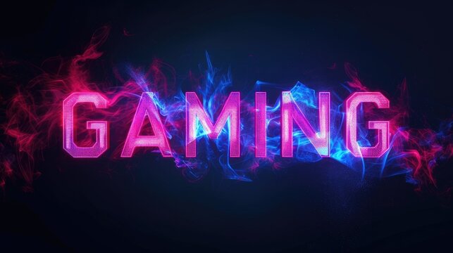 Distorted 'GAMING' Text Design with Dark Futuristic Theme