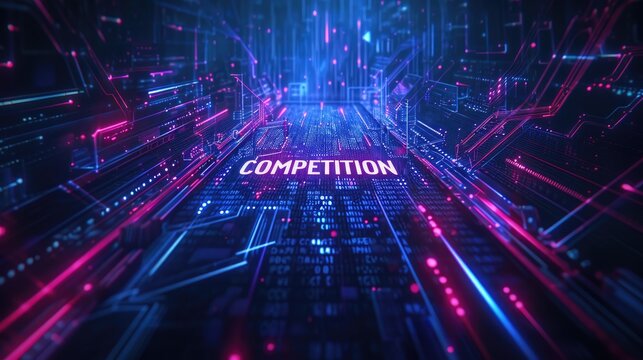 Dystopian Gaming Title: COMPETITION with Glitched Effects