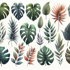 a collection of green plants with leaves and plants.