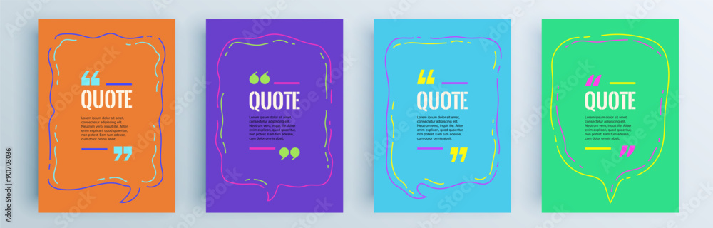 Poster quote frames blank templates set. text in brackets, citation empty speech bubbles, quote bubbles. te