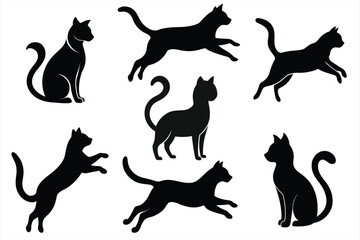 Cat silhouette vector set Isolated On White Background