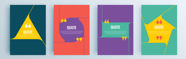 Quote frames blank templates set. Text in brackets, citation empty speech bubbles, quote bubbles. Textbox isolated on color background. Vector illustration.
