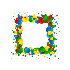 Abstract pattern with glass color balls or precious pearls. Glossy realistic ball. 3d vector illustration. Photo frame. Eps 10