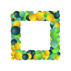 Frame made of mother-of-pearl color pearls. Festive decor element. Photo frame. Color balls. Eps 10