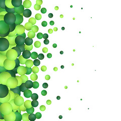 3D bubbles. Pastel green balls. Glass soft backdrop geometric shapes. Balloon decor. Floating spheres group. Smooth pearls composition. Art pattern. Eps 10