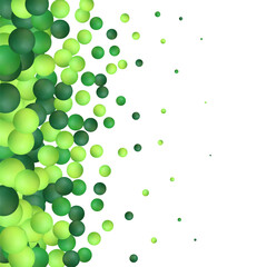 3D bubbles. Pastel green balls. Glass soft backdrop geometric shapes. Balloon decor. Floating spheres group. Smooth pearls composition. Art pattern. Eps 10