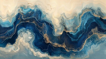 Fototapeta premium pale beige, blue, cream, and glittery charcoal coloured abstract painting.