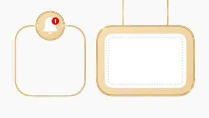 Notification frame. Large golden frame