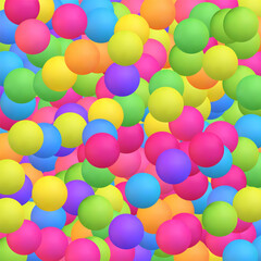Scattered floating colored spheres on a vibrant background - 3D render. Eps 10