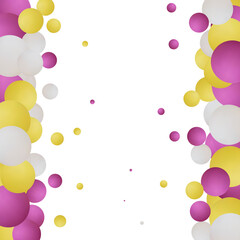 Background with color balls. 3d round spheres. Geometric design elements circle ball pattern. Flying shapes in empty space. Design for poster, banner, placard. vector illustration. Eps 10