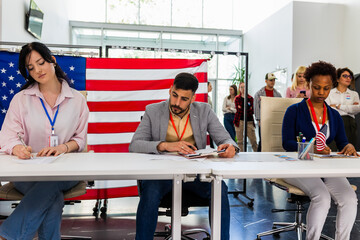 Election commission on the election day.