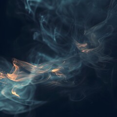 Obraz premium Ethereal Smoke Trails on Mysterious Dark Background Captivating Abstract Visualization