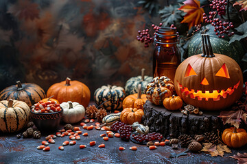 Eerie illustration of halloween day with bokeh and blur background. Premium illustration for banners, posters, greetings and Halloween celebrations.