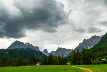 Naklejka premium Cadin di San Candido, Dolomites of Sesto Natural Park, South Tyrol, Bolzano, Italy, Trentino-Alto Adige, Val Pusteria