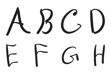 vector handwritten alphabet set of black capital letters