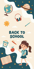 Cute back to school storie, about children and school supplies