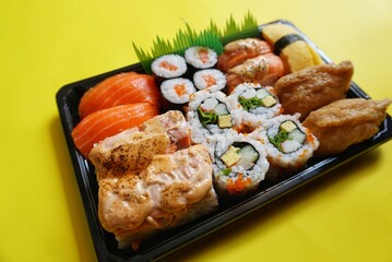 sushi platter on isolated background