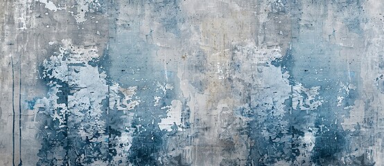 A wall with a blue and gray paint splatter