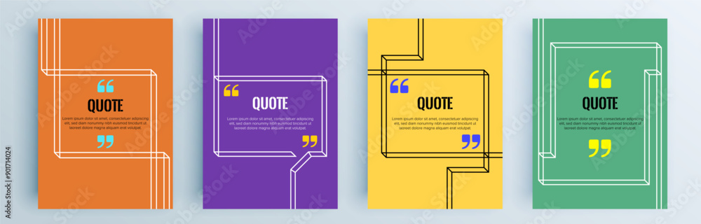 Poster quote frames blank templates set. text in brackets, citation empty speech bubbles, quote bubbles. te